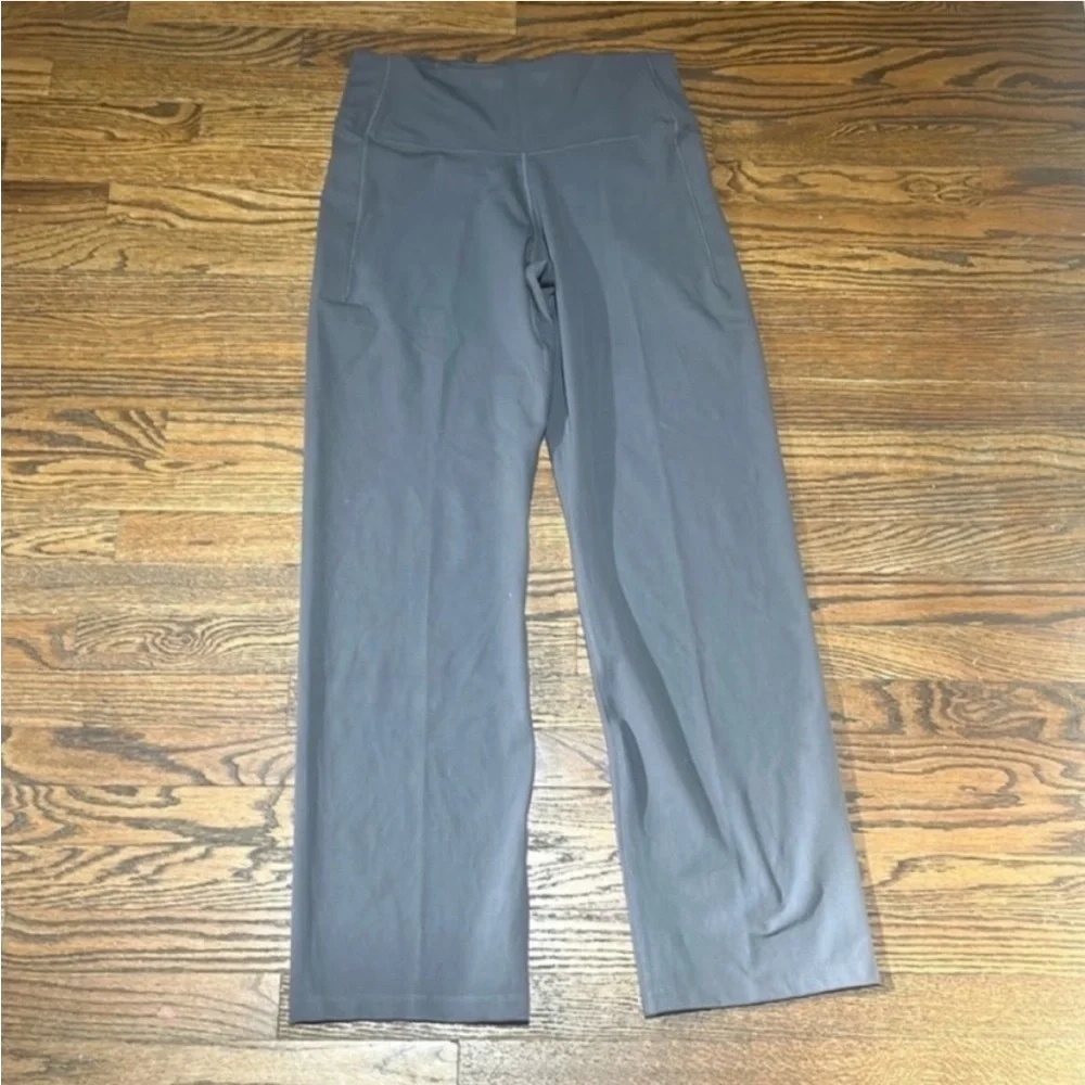 Gray High-Waisted Straight Leg Pants - Picture 1 of 4